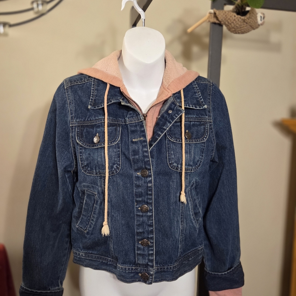 Pink and Blue Jean Jacket with Timeless Denim Appeal